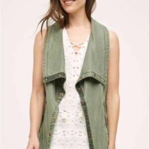 Marrakech Anthropologie Tombollo Olive Vest Lyocell Womens Sz S